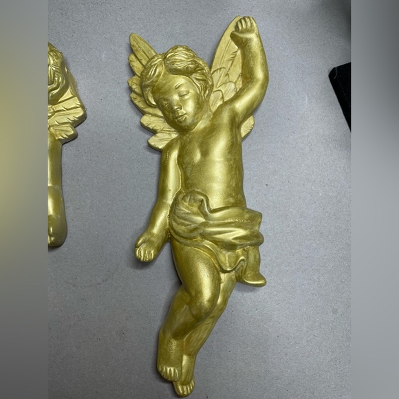 Cherubs MCM 1968 vintage Miller Studio inc chalk-ware wings Fluoresce black lt - Picture 2 of 11